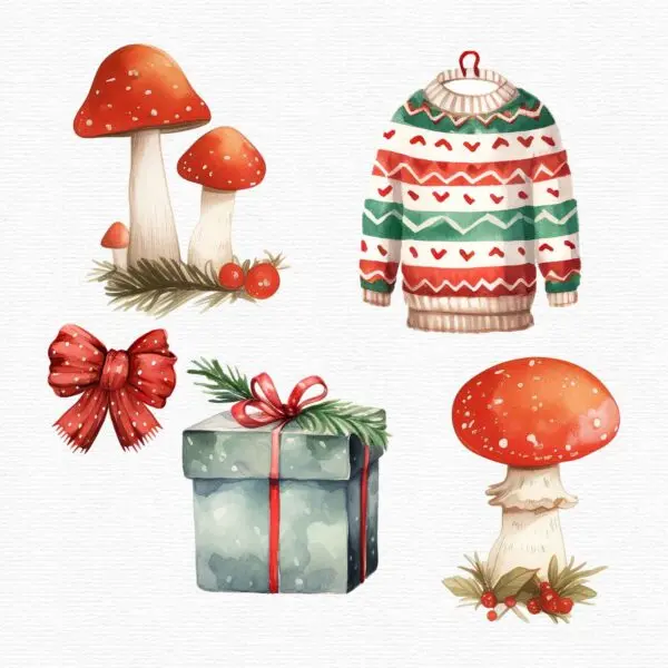Christmas Clipart with Santa & Reindeer – Festive PNG Set - Image 9