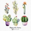 Watercolor Cactus Clipart – Succulents JPG Set - Image 3