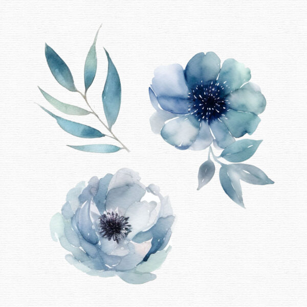 Blue Flowers clipart set - Image 3