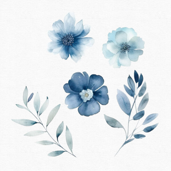 Blue Flowers clipart set - Image 6