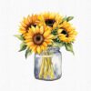 Sunflower arrangement in a jar, Clipart PNG with transparent background