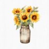 Sunflower arrangement in a jar, Clipart PNG with transparent background