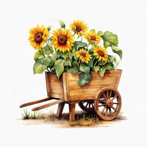 Sunflowers and Butterflies Clipart – Floral PNG Set - Image 3