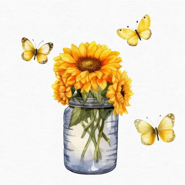 Sunflowers and Butterflies Clipart – Floral PNG Set - Image 5