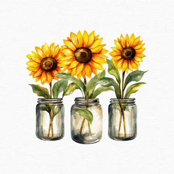 Sunflowers and Butterflies Clipart – Floral PNG Set - Image 6