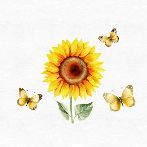 Sunflowers and Butterflies Clipart – Floral PNG Set - Image 10
