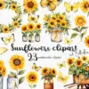 Sunflowers and Butterflies Clipart – Floral PNG Set - Image 12