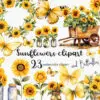 Sunflowers and Butterflies Clipart – Floral PNG Set