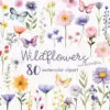 Wildflowers and butterfly clipart PNG