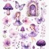 Fantasy fairy clipartPNG illustrations in purple tones