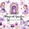 Fantasy fairy PNG illustrations in purple tones