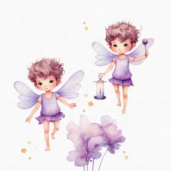 Boy Fairy Purple Garden Clipart - Image 6