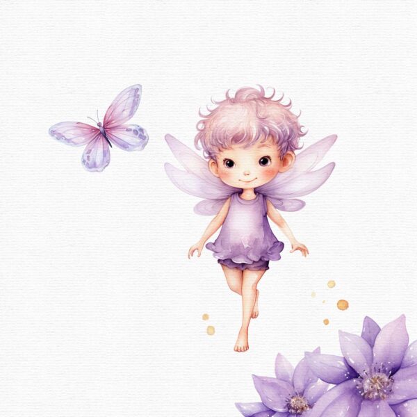 Boy Fairy Purple Garden Clipart - Image 9