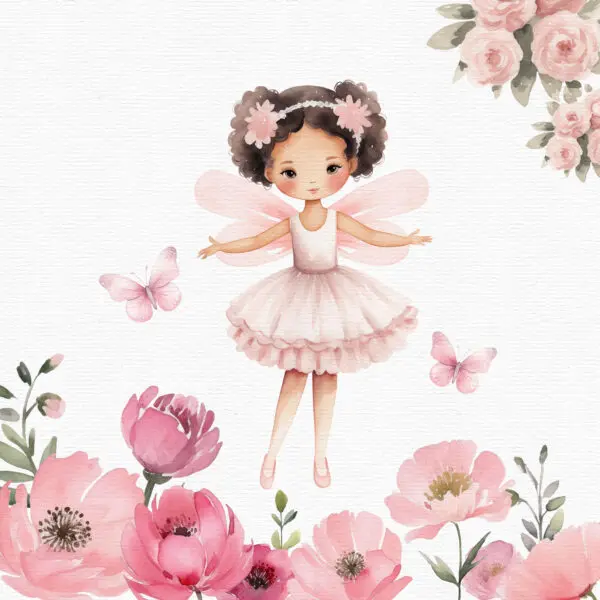 Pink Fairy Ballerina Clipart – Cute Fairy Girl PNG - Image 2