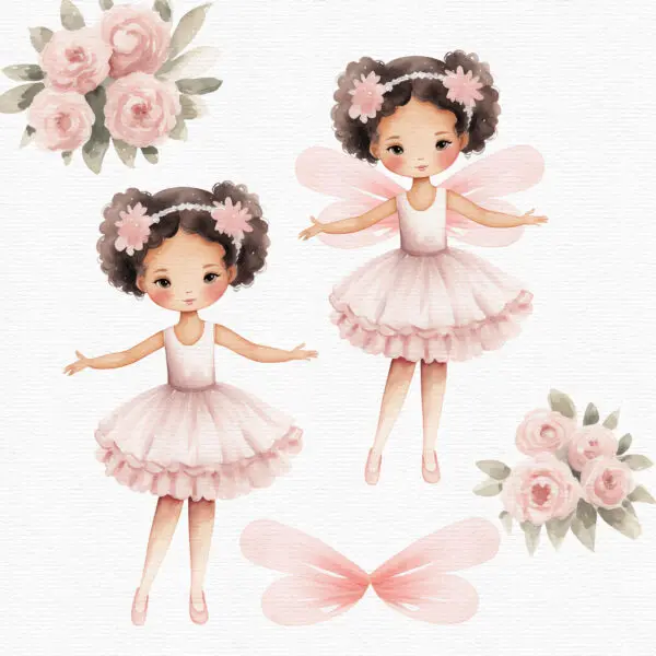 Pink Fairy Ballerina Clipart – Cute Fairy Girl PNG - Image 12