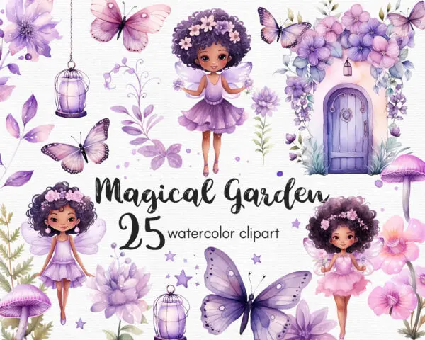 Purple Fairy and Magical Garden