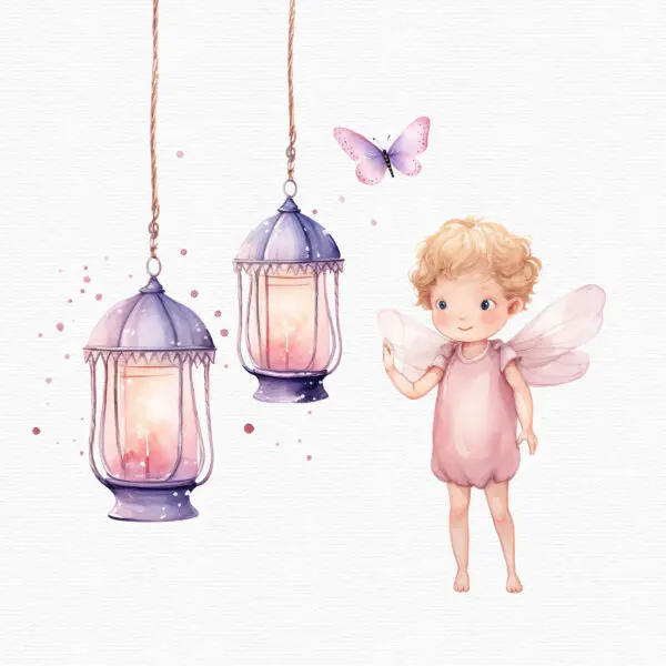 Pink Fairy Garden Clipart, Boy Fairy Garden - Image 3