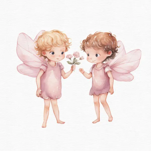 Pink Fairy Garden Clipart, Boy Fairy Garden - Image 6