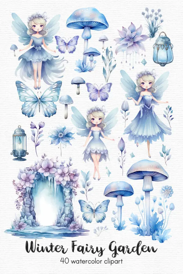 Ice Fairy Garden Clipart - Image 2