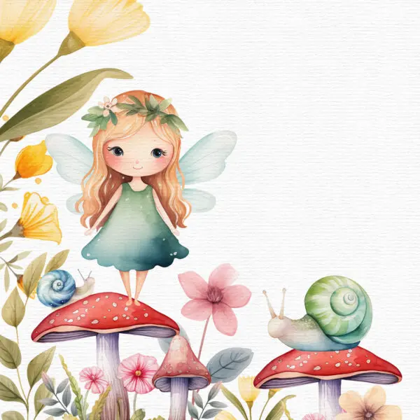 Fairy and Snail Fairy Garden Clipart - Image 4