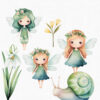 Whimsical fairy clipart set with transparent background