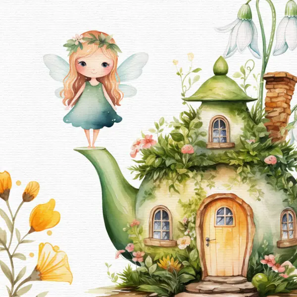 Fairy and Snail Fairy Garden Clipart - Image 11