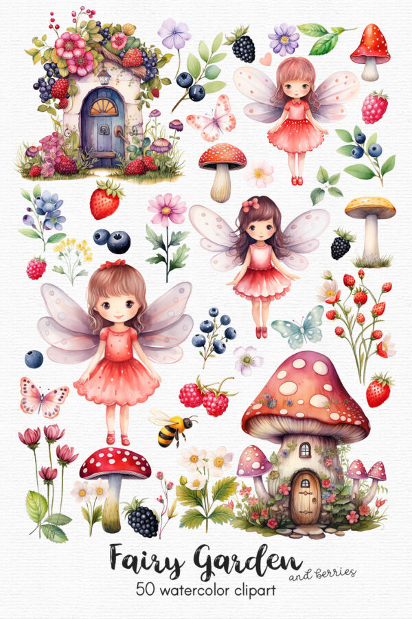 Fairy Garden Clipart set with Wildberries - Image 4