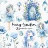 Winter Fairy Garden Clipart PNG with unicorn and fairy