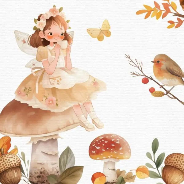 Tea Party Fairy Fall Garden Clipart - Image 3