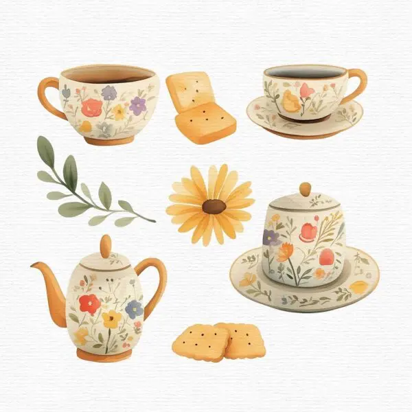 Tea Party Fairy Fall Garden Clipart - Image 4
