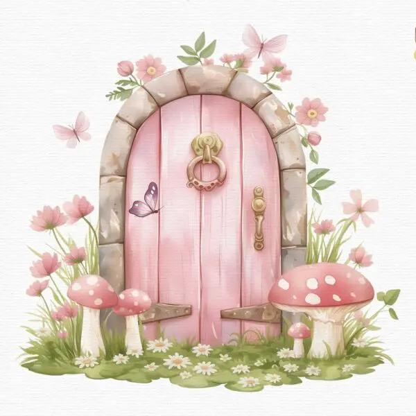 a lovely pink fairy door