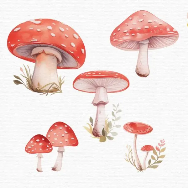 cute mushrooms clipart