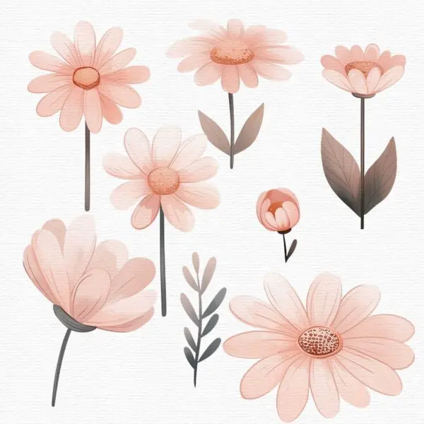cute pink flowers clipart