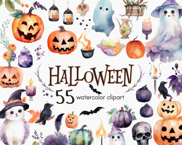 Halloween Clipart, Fall clip art, 55 png