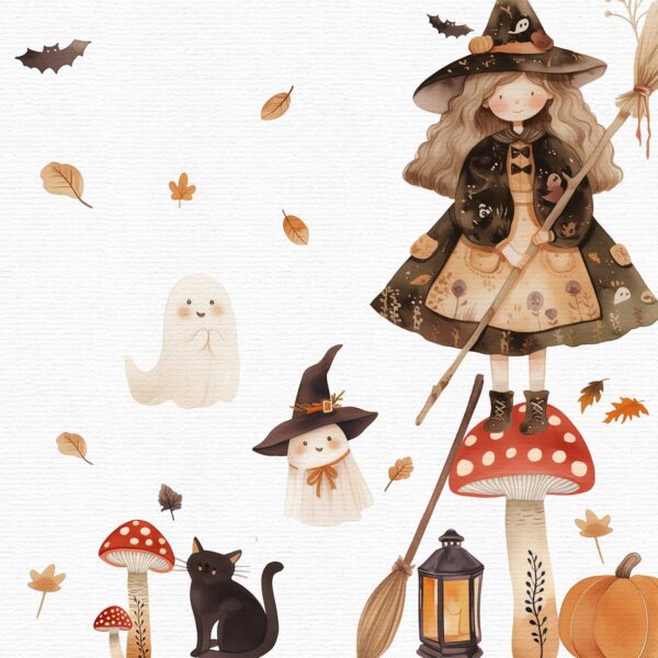 Cute Halloween Witch Clipart, 24 png - Image 4