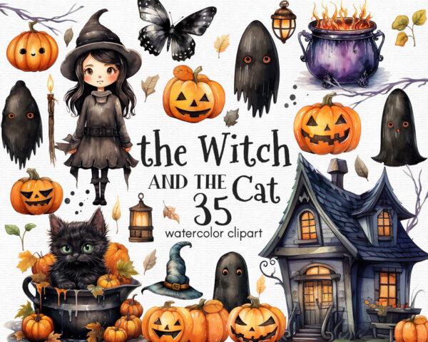 Halloween Witch Clipart, Halloween clipart, 35 png