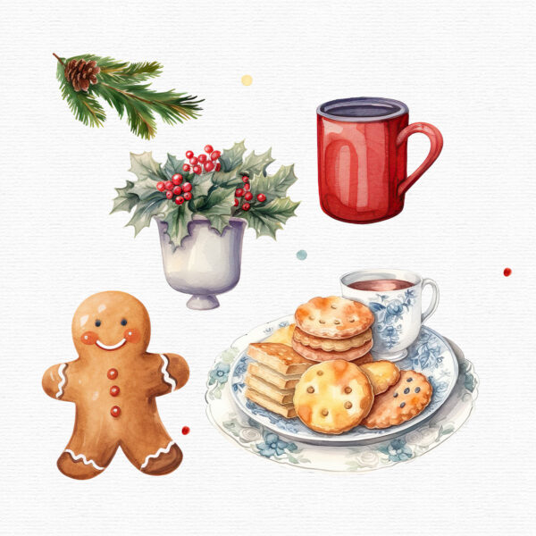 Watercolor Christmas Essentials Clipart - Image 7