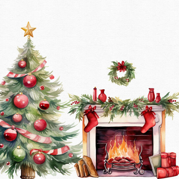 Watercolor Christmas clipart cosy essentials - Image 4