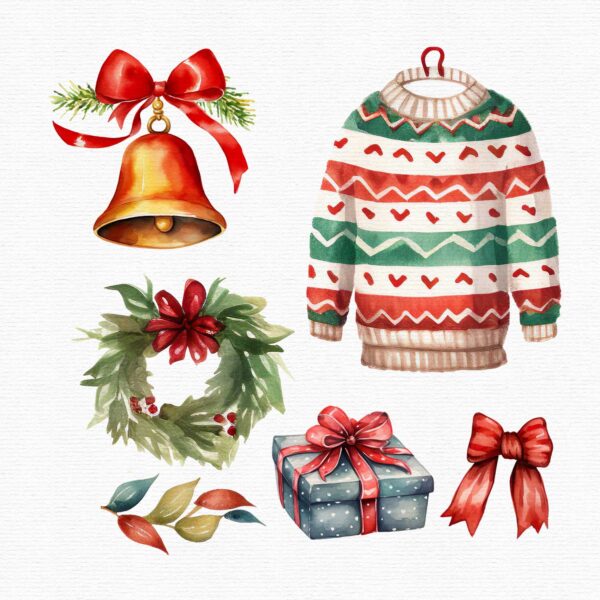 Watercolor Christmas clipart cosy essentials - Image 6