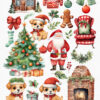 Watercolor Christmas clipart with a puppy and Santa - Image 4