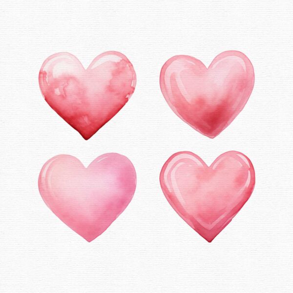 Watercolor Hearts Clipart, 25 png - Image 11