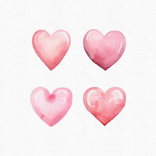 Watercolor Hearts Clipart, 25 png - Image 10