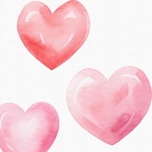 Watercolor Hearts Clipart, 25 png - Image 8