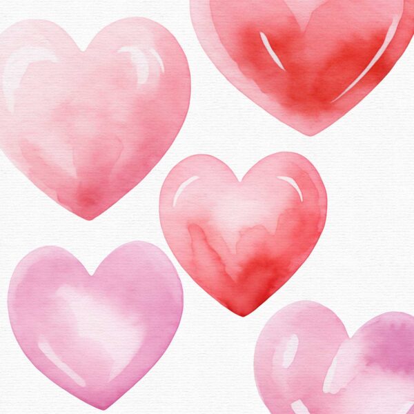 Watercolor Hearts Clipart, 25 png - Image 6