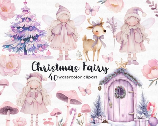 Christmas fairy in the snow Clipart