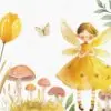Fairy garden with yellow butterflies and flowers Clipart - Image 9
