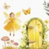 Fairy garden with yellow butterflies and flowers Clipart - Image 4