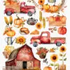 Fall Clipart, Autumn Farm clipart, Red Truck, - Image 2