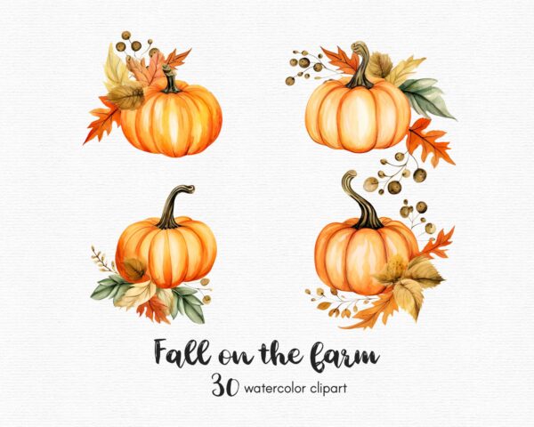 Fall Clipart, Autumn Farm clipart, Red Truck, - Image 8