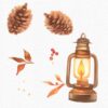 Fall Girl Clipart, Fall leaves and mushrooms clipart - Image 6